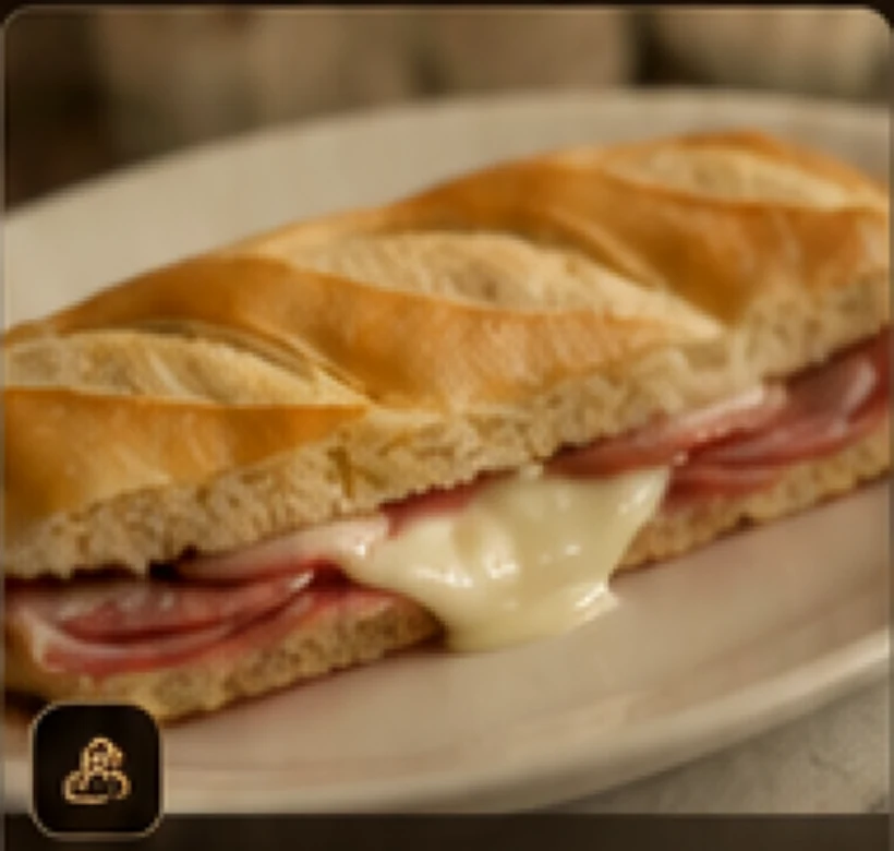 Pao frances com salame e queijo derretido